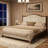 Transitional Solid Wood Platform Bed with Upholstered Tufted Headboard, No Box Spring Required-216095697