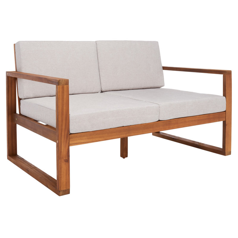 50.31'' Wide Acacia Loveseat with Cushions, Natural/Gray