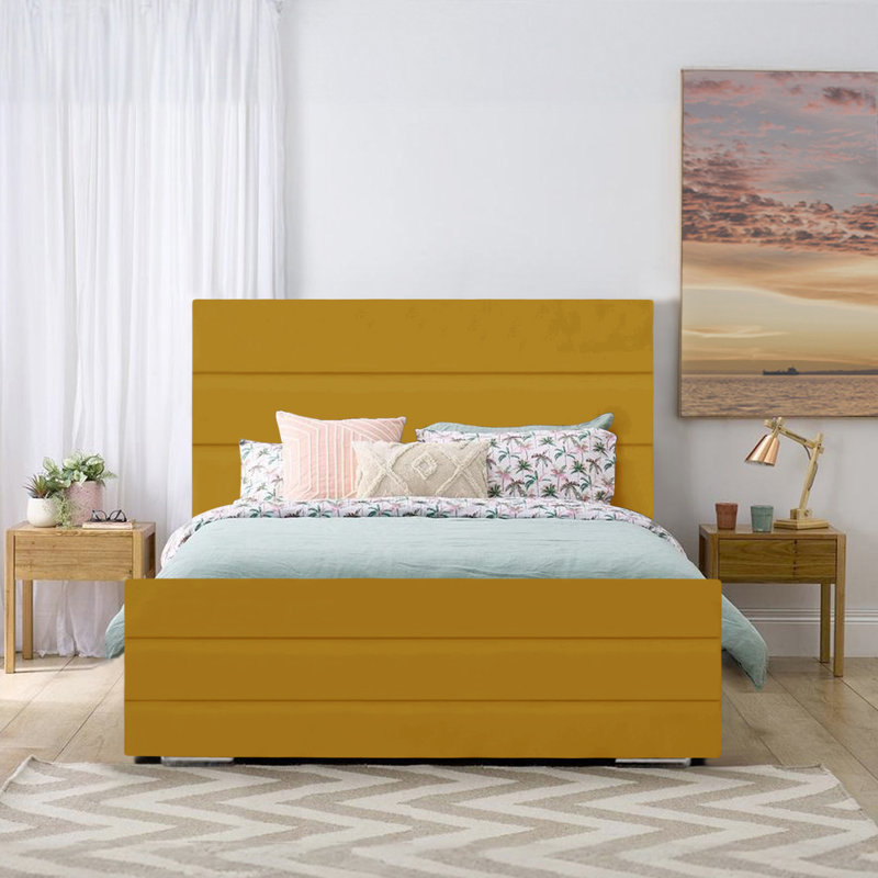 Aceyn Upholstered Bed, Double (4'6), Turmeric