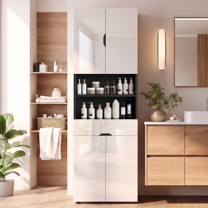 Freestanding 60cm W Bathroom Storage Cabinet, Black