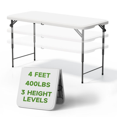 Table pliante 4 pieds Ortus Collective - hauteur réglable à 3 positions (17,7 po / 23,6 po / 29,1 po), capacité robuste de 400 lb, portable pour le camping, les fêtes, l'intérieur et l'extérieur (1 paquet)