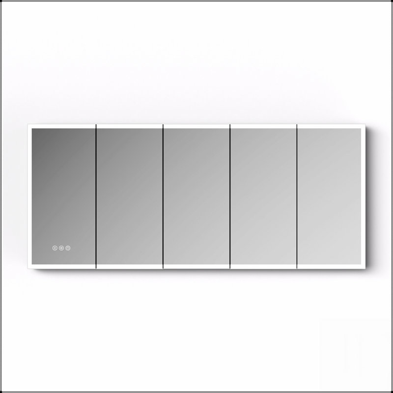 Armoire de toilette avec miroir à DEL avec antibuée, 3 températures de couleur, encastrée ou murale pour les salles de bain modernes