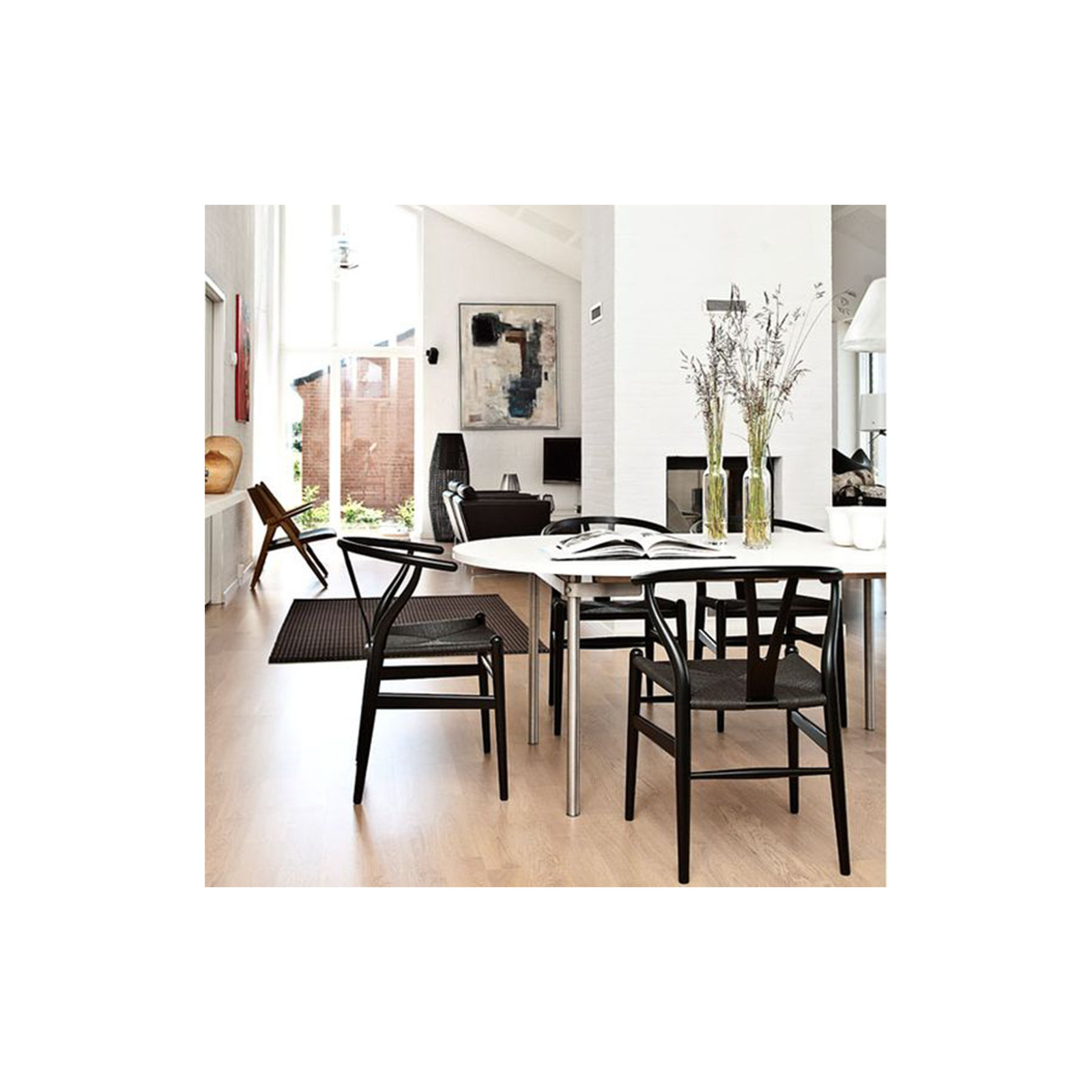 Baruti Wooden Wicker Dining Chair, Black/Black