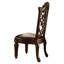 Chaises d'appoint en cerisier brun pour 2 personnes - Coussin de siège rembourré en PU avec garniture cloutée, tablier en bois sophistiqué à motif floral moulé, pieds fuselés 2-2128248040-2128248042