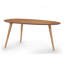 Table basse Mid-Century moderne ovale au fini naturel avec pieds en bois d'hévéa