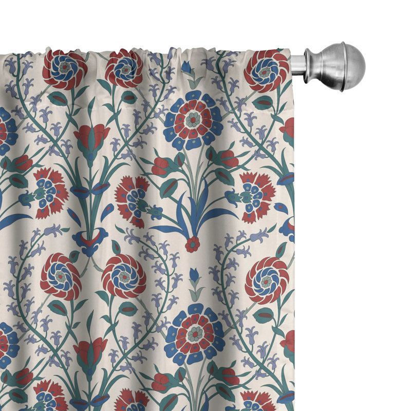 Moroccan Floral Semi-Sheer Rod Pocket Sliding Panel, 28" x 95"