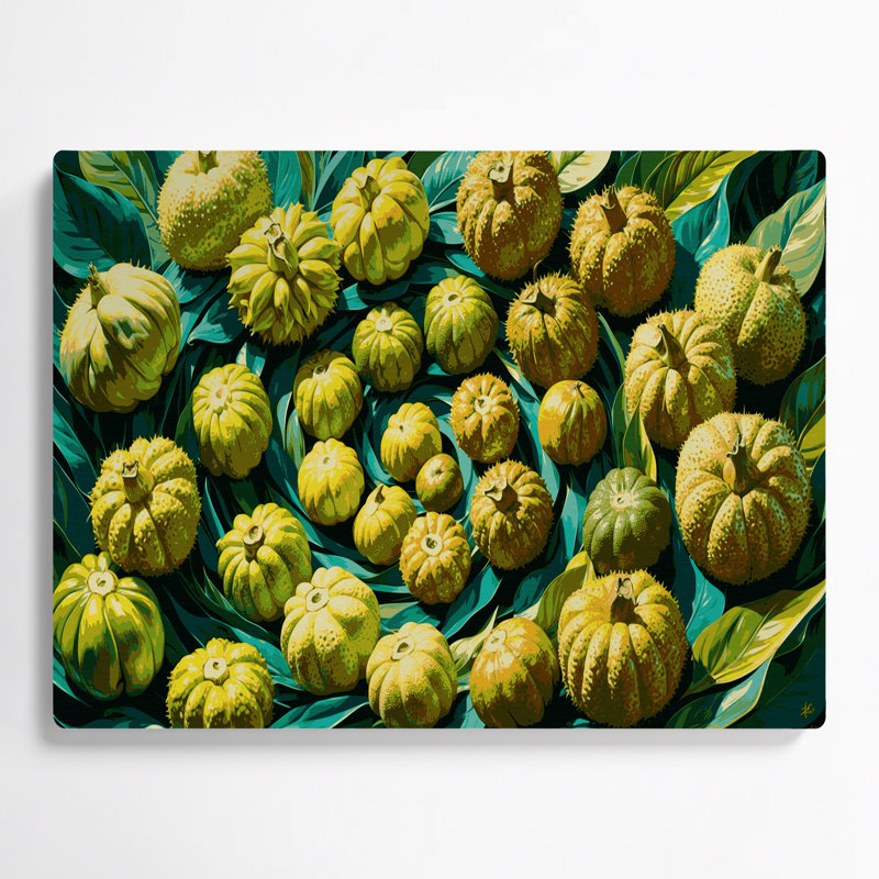 Art mural vert en forme de fruit à pain africain, H 16 po x l 20 po