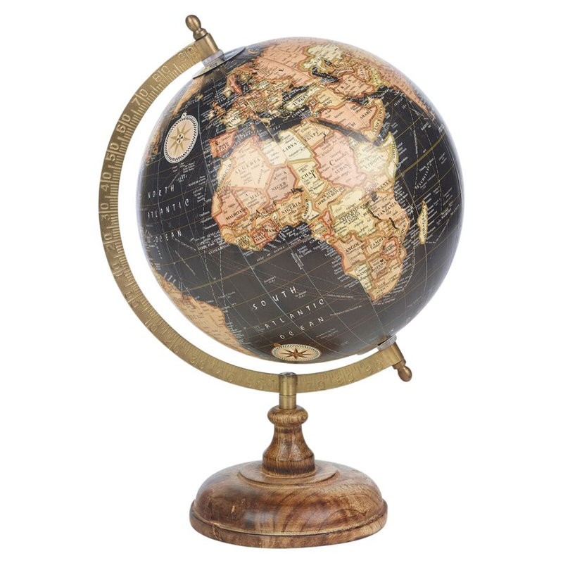 Wood & Metal Tabletop Globe, Black