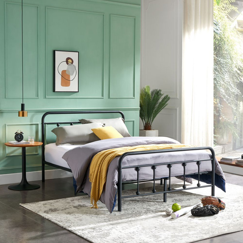Gauvin Steel Platform Bed Frame, Double, Noir