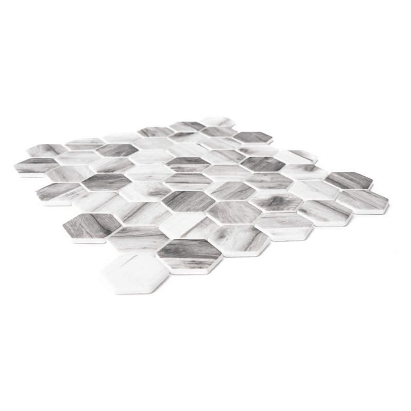 Recycled 13.88'' x 12.63'' Glass Mosaic Wall Tile, Gray