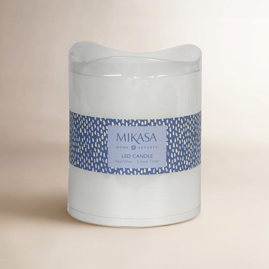 Mikasa Wavy Top LED Unscented Wax Flickering LED Pillar Candles Mikasa