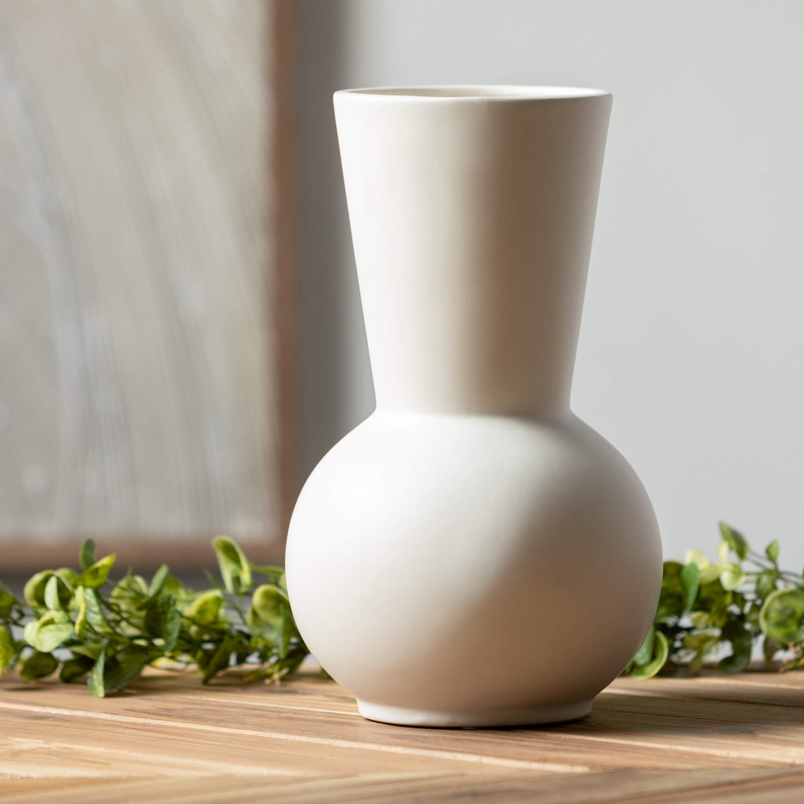 Dariana 12" Modern Matte Gourd Vase, Ceramic, Matte White
