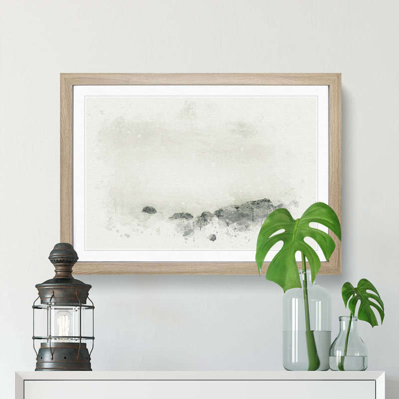 Seascape in Sri Lanka in Abstract - Picture Frame Graphic Art Print, 40cm H x 60cm W x 2cm D, Oak