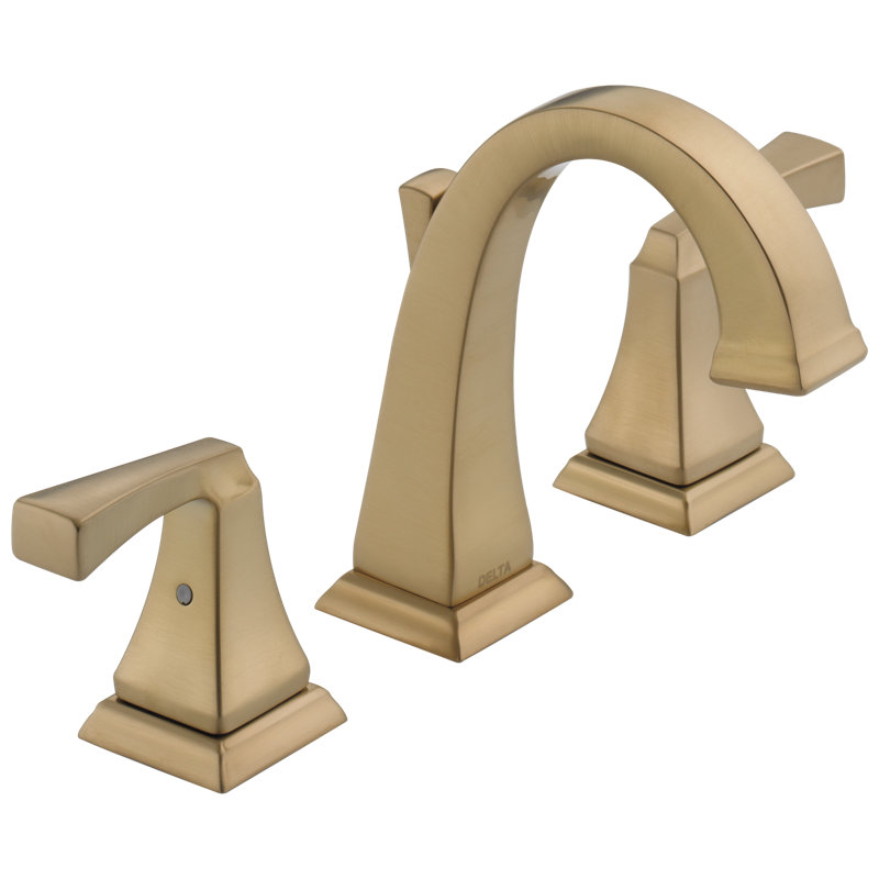 Robinet pour salle de bain à 3 trous et 2 poignées avec ensemble de drain Dryden, Champagne champagne