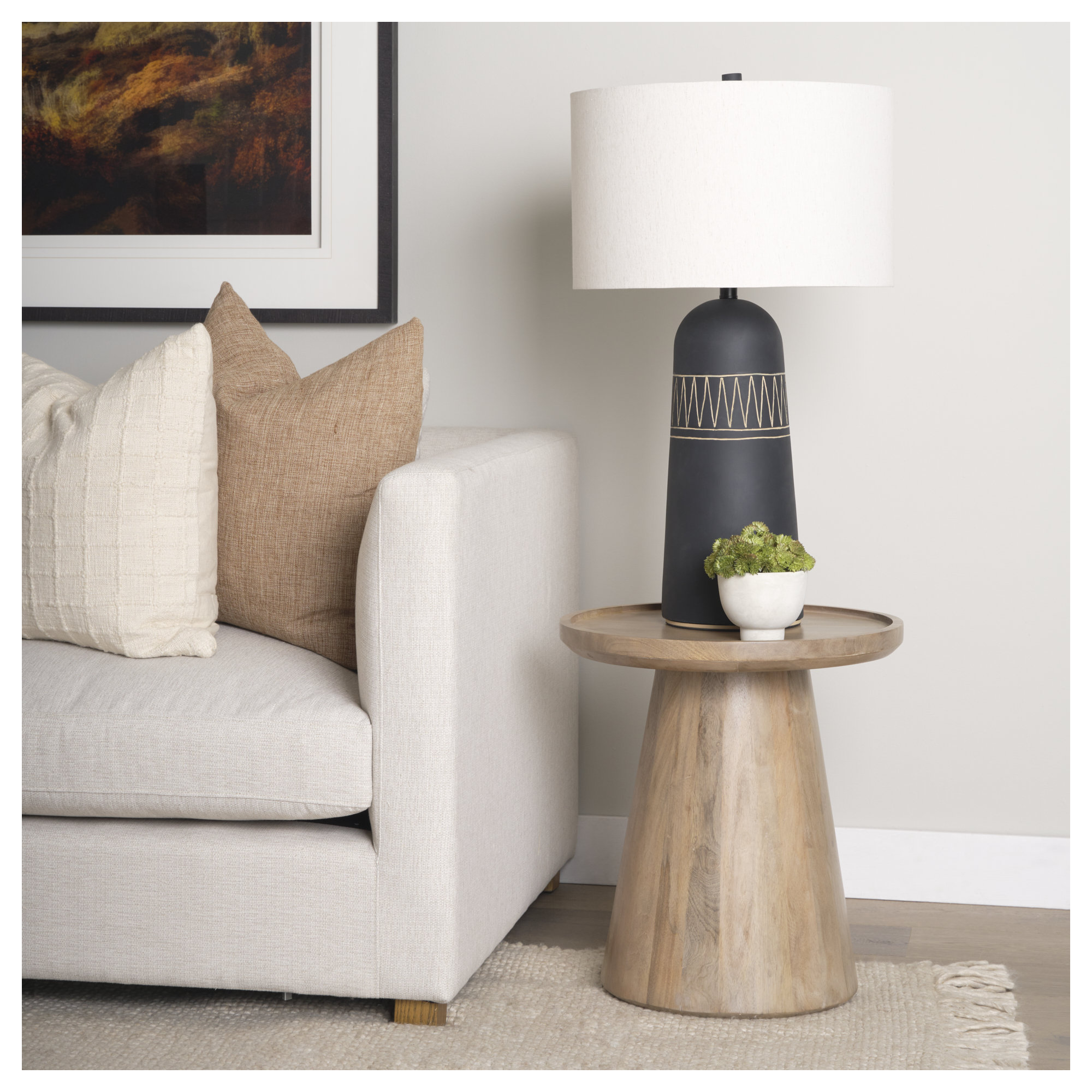 Rebecka Solid Wood End Table, Light Brown