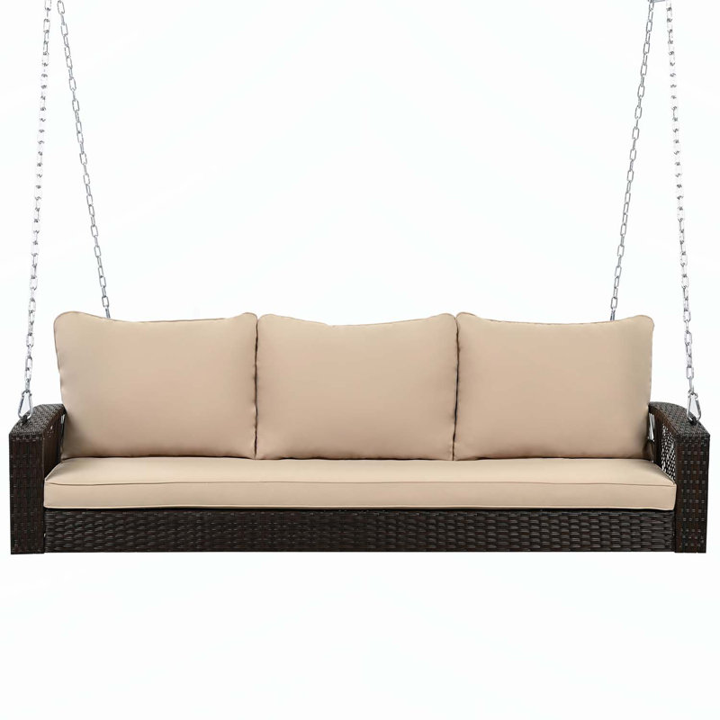 Balançoire extérieure durable avec coussins confortables pour se détendre et socialiser, Coussin brun / structure brune