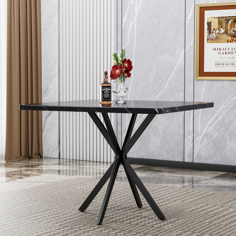 Table de salle à manger carrée, table de salle à manger carrée moderne Mid-Century pour 4 à 6 personnes