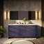 Meuble-lavabo double bleu marine l 72 po x P 20 po, avec comptoir en quartz blanc