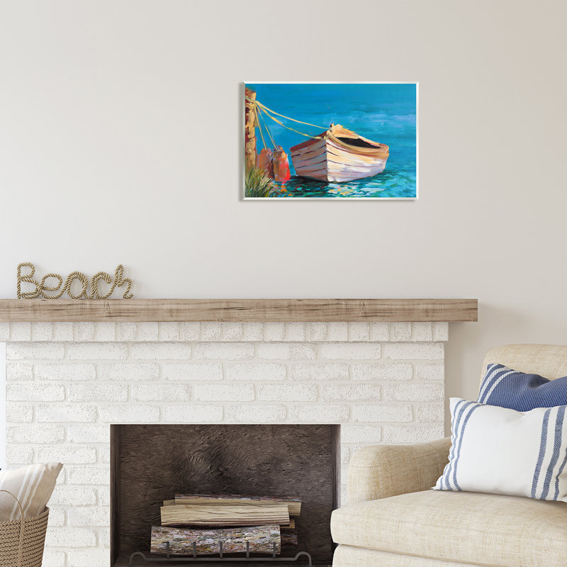 «Stupell Industries Docked Boat in Lake», art mural sur toile par Jane Slivka, H 13 po x l 19 po x P 0,5 po
