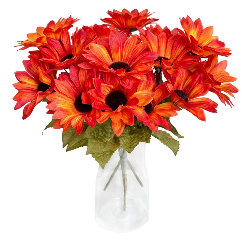 4 tournesols artificiels, bouquet artificiel à tige longue de 12,2 po, décoration de centre de table, convient aux mariages, aux familles et aux fêtes