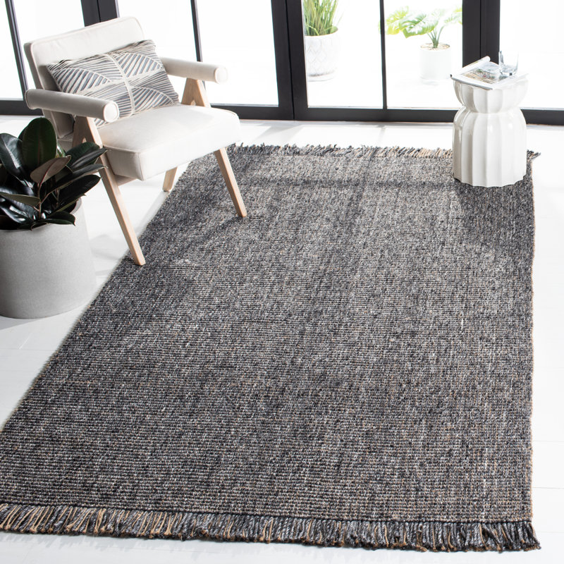 Gascon Handmade Flatweave Charcoal/Brown/Grey Area Rug, Rectangle 6' x 9'