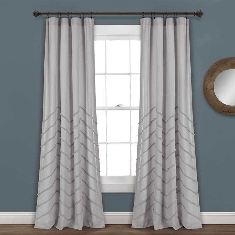 Paire de rideaux semi-transparents 100% coton, L 40 po x L 84 po, Gris clair