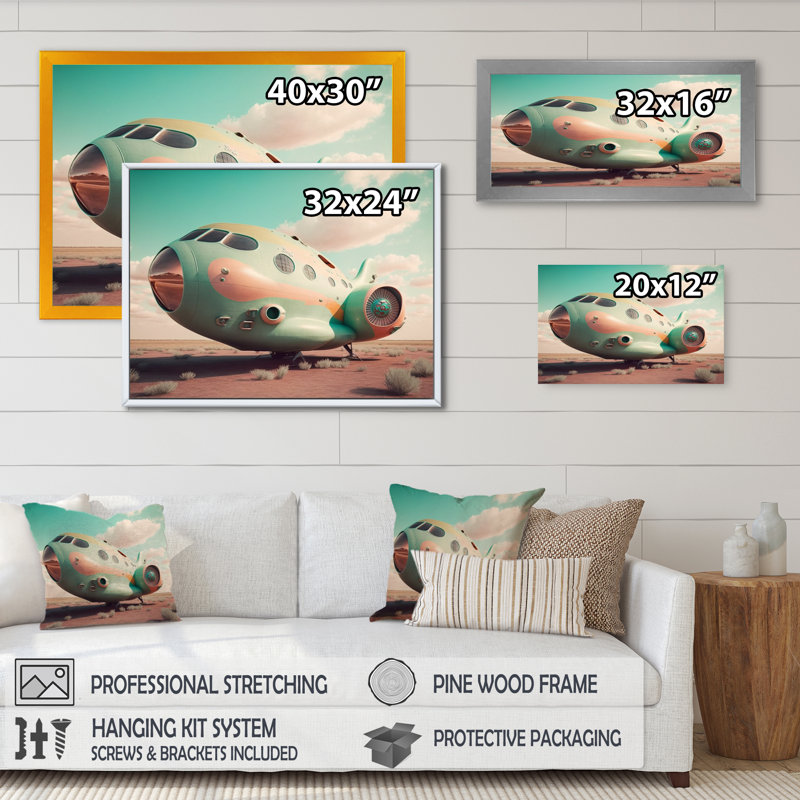Avion rétro I - train de transport, impressions sur toile, L 20 po x H 12 po, Toile tendue