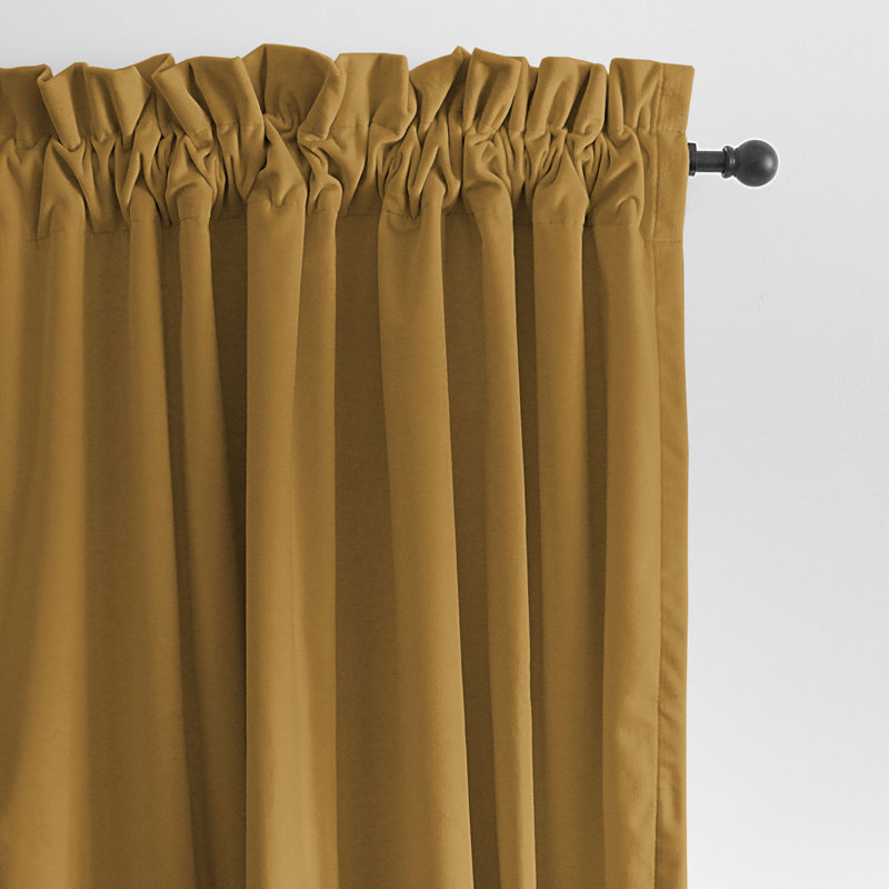 Velvet Room Darkening Curtain Pair, 50" x 120" , Yellow