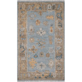 Dunes Oriental Hand-Knotted Wool Area Rug in Blue/Brown/Yellow