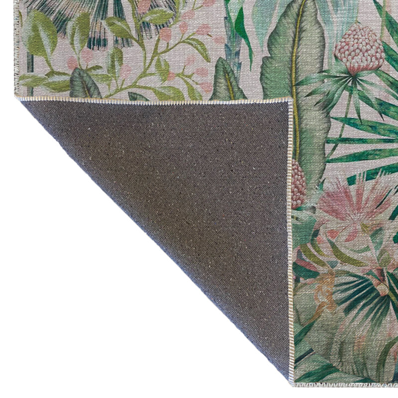 Tapis décoratif multicolore à motif tropical de fleurs et d'arbres, Rectangle 3 pi 3 po x 6 pi 7 po