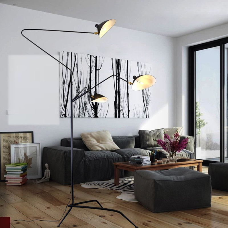 Lampe sur pied noire 3 lumières Niviea