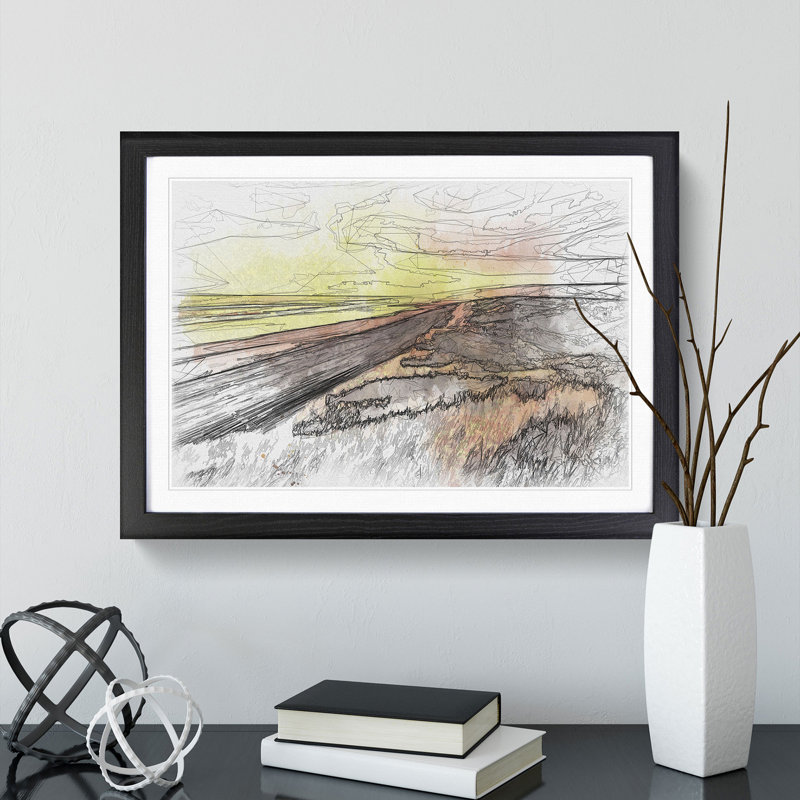 Over a Beach in New Zealand - Picture Frame Graphic Art Print, 36cm H x 48cm W x 2cm D, Black Framed