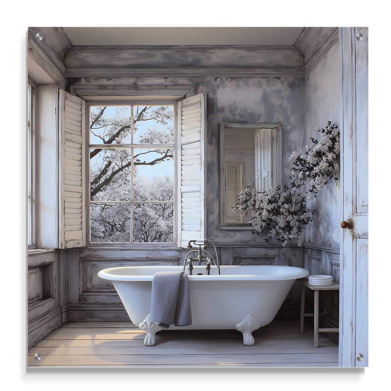 Farmhouse Bathroom Charm II - Art mural en acrylique, H 16 po x l 16 po