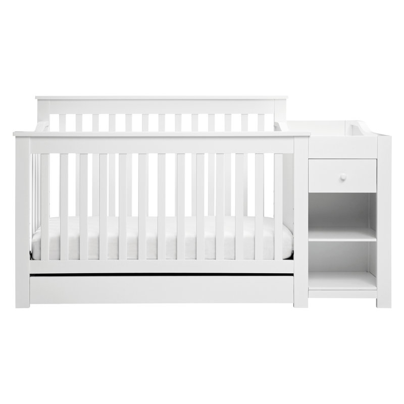 Piedmont 4-in-1 Convertible Crib and Changer with Storage, White