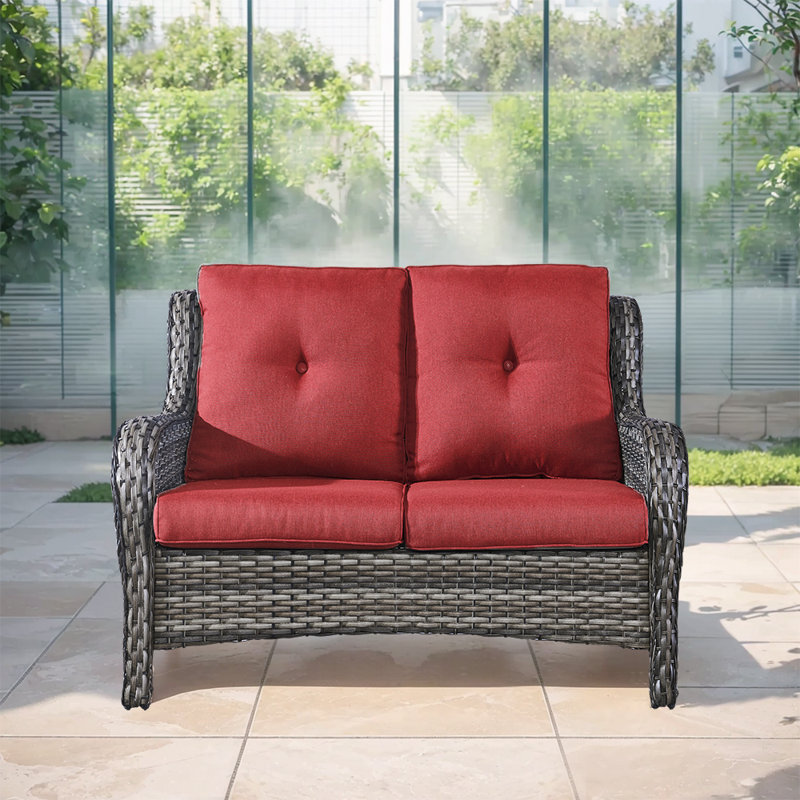 Bonia 51.18'' Wide Straight Loveseat with Cushions, Gray, Red