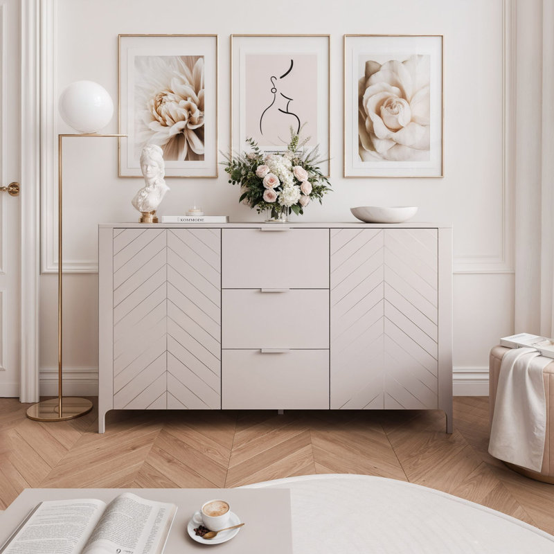 153cm W 3 - Drawer Chest of Drawers, Cashmere