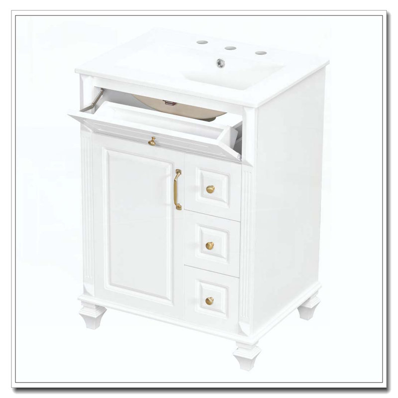 24 Inch Bathroom Vanity with Sink, White