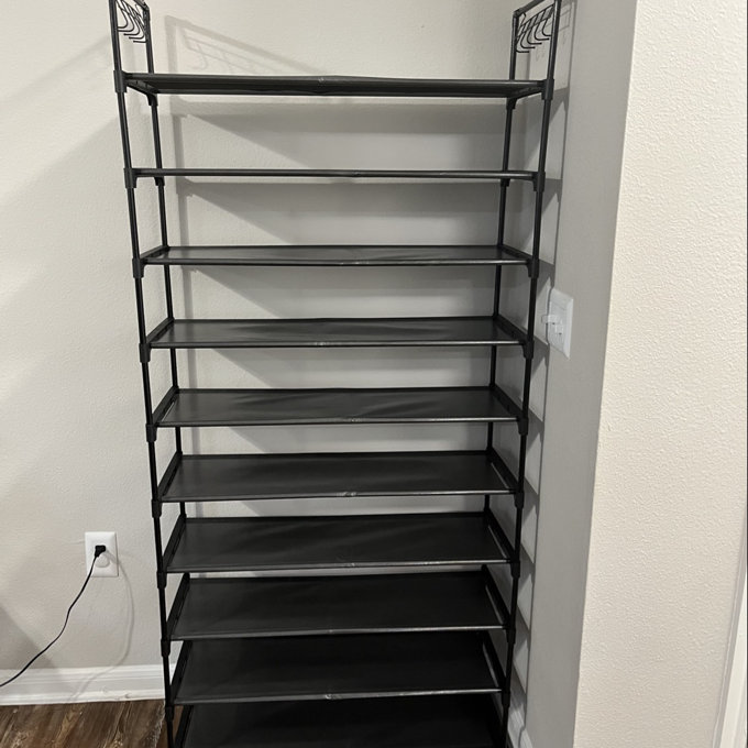 Shoe Rack for Closet - 10-Tier Shoe Organizer with Hook Rack, Large-Capacity & Space-Saving Shoe Shelf for Entryway, Bedroom, Living Room,32.2" x 11.8" x 68.5", Black - Black