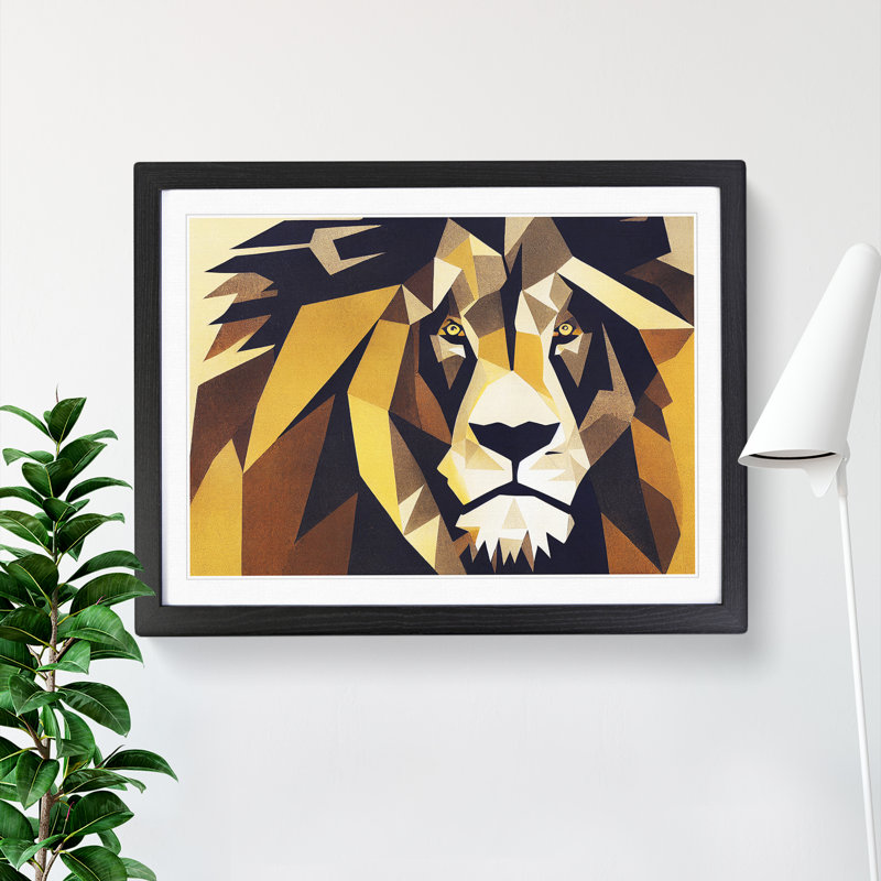 The Delicious Abstract Lion - Single Picture Frame Print, Black, 34cm H x 46cm W