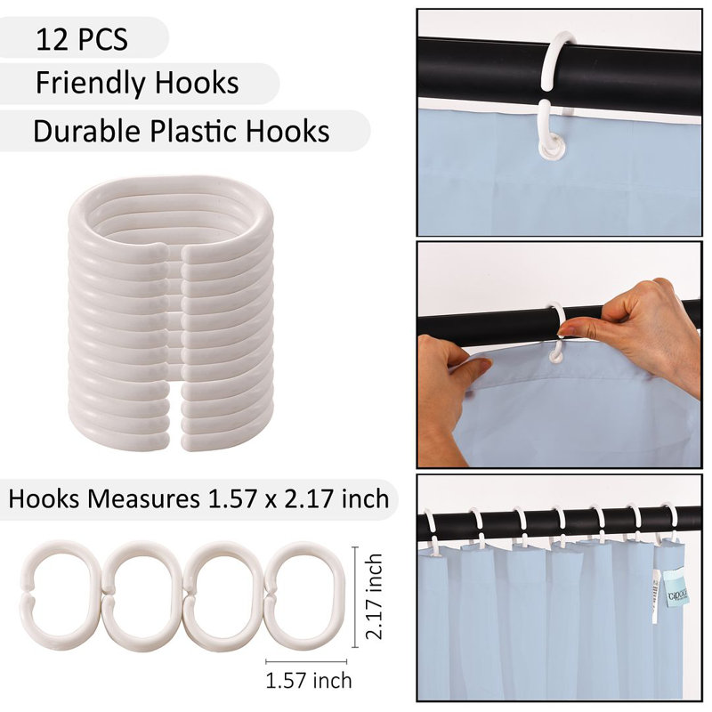Shower Curtain with Hooks Included, Blue