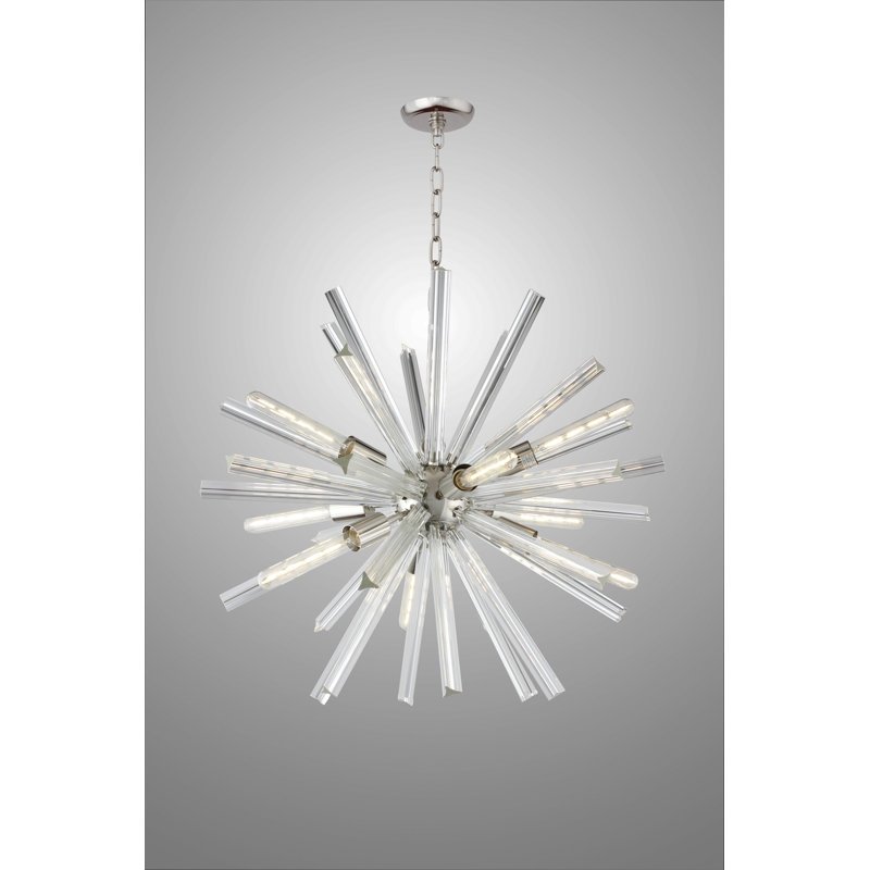 Lustre sphérique Spoutnik à 9 lumières Marthasville, Blanc