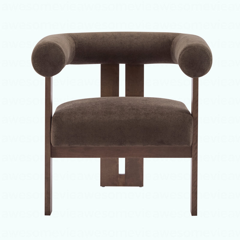 Chaise d'appoint moderne rembourrée avec accoudoirs ronds, Brun foncé / Noyer