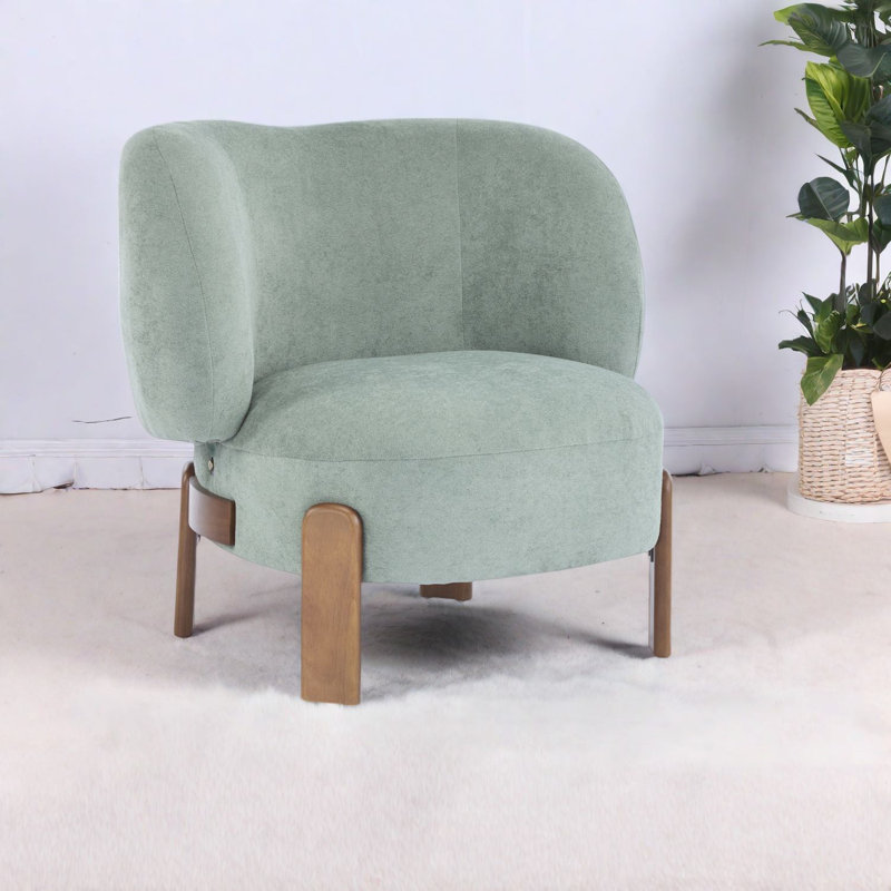 Confortable fauteuil d'appoint vert, revêtement en polyester, design à oreilles élégant pour la maison