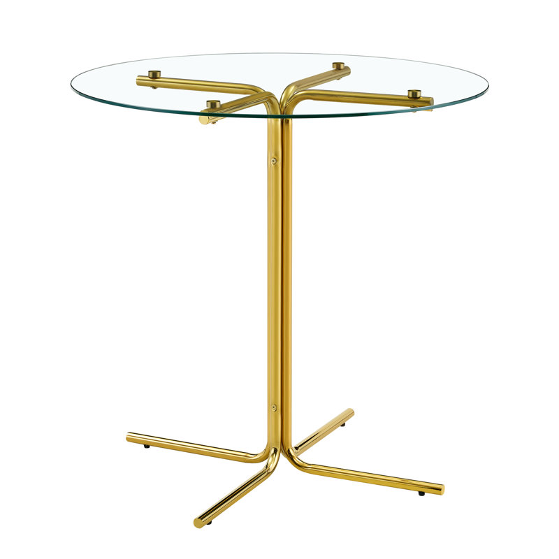 Dining Tables (table Only, No Chairs, Complete With Top And Legs) Modern Glass Gold Small Kitchen