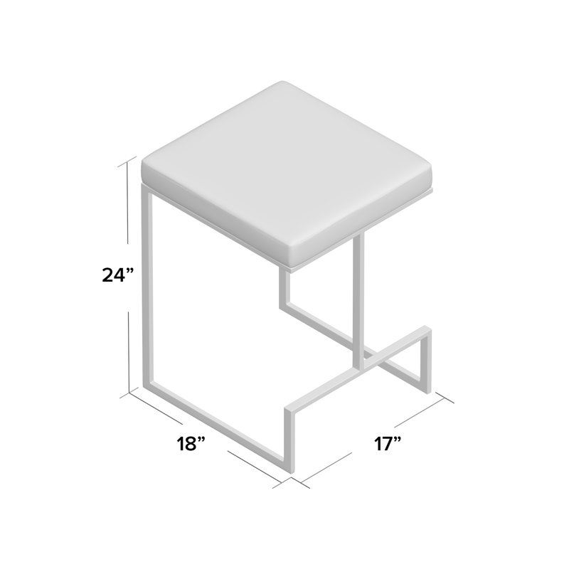 Modern Black 24 Inch Space-Saving Counter Stool with Chrome Base, Black