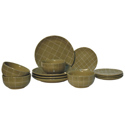 Lalutha 12 Piece Ceramic Dinnerware Set - Service for 4