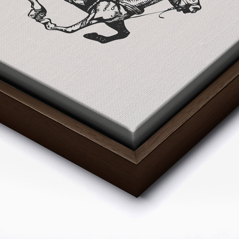 Cowboy avec Lasso No2, Canvas, 08"H x 10"W, Brown Framed