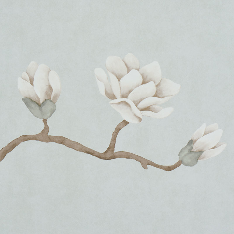 Magnolia Floral Non-Woven Wallpaper Roll, Dusty Sky
