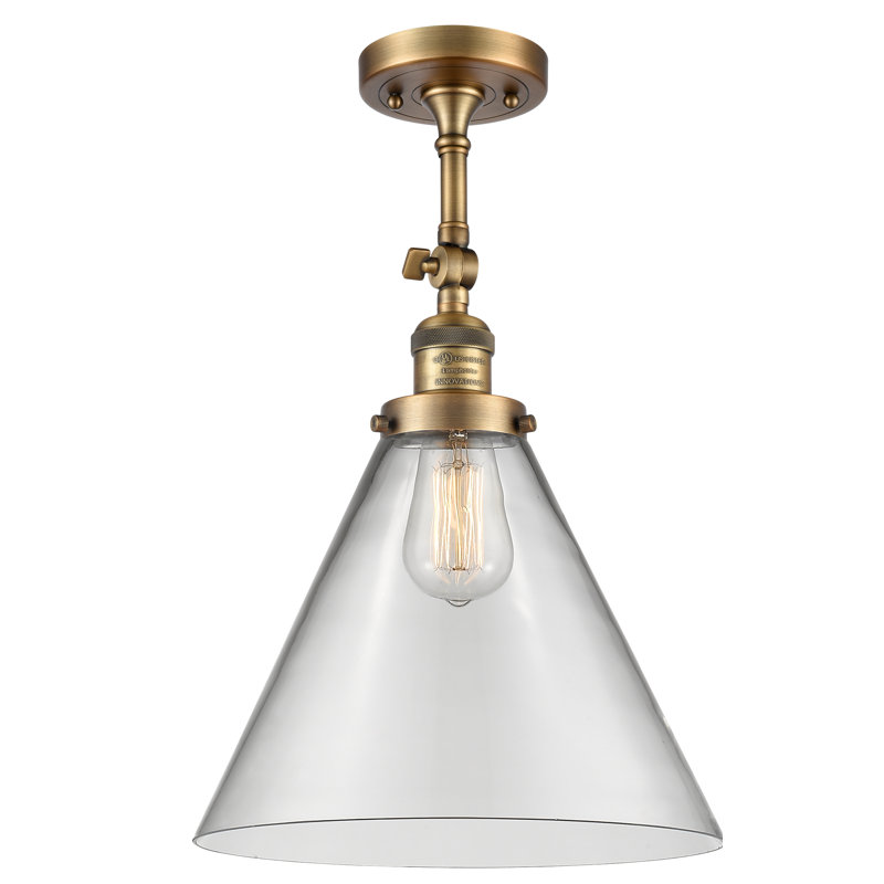 Plafonnier semi-encastré 1 lumière 12 po Tenny, Laiton brossé, Transparent, Ampoule non incluse