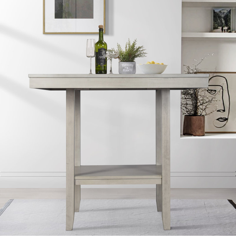 Bouganville Solid Wood Base Dining Table, Gray